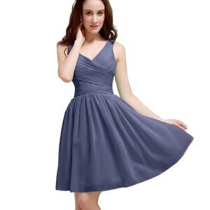 David’s Bridal gray  pleated chiffon bodice dress, size 4